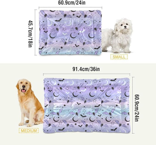 Purple Bat Moon Pet Bed Cute Dog Bed Mat Absorbing Non Slip Pad Pet Sleeping Mat for Small, Medium, and Large Dogs Puppy Cat 24 in x 18 in