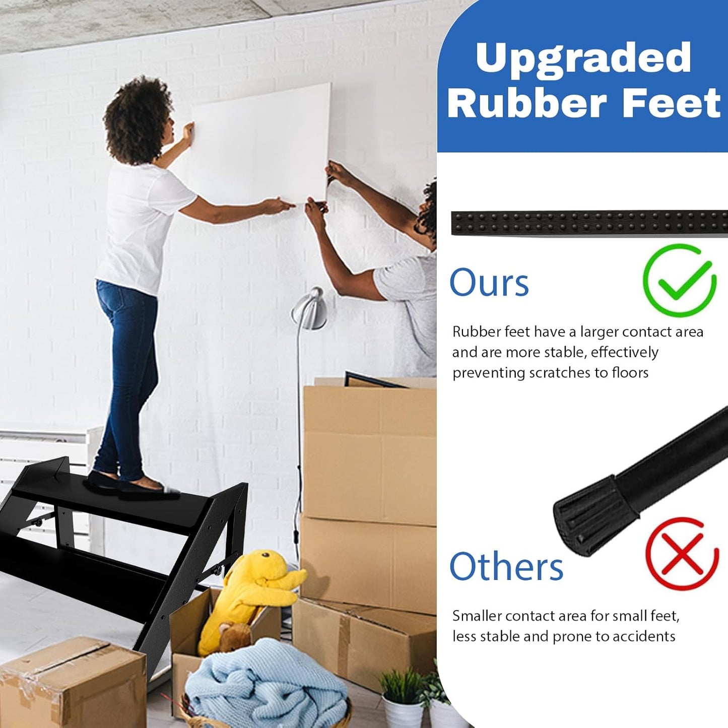 RV Step Stool Foldable, Folding 2 Step Ladder, Hot Tub Steps, Portable Pool Ladder, 660Lbs Heavy Duty Ladder Shelf Outdoor Mobile Home Stairs for Camper, Porch, SPA Poo, Pet