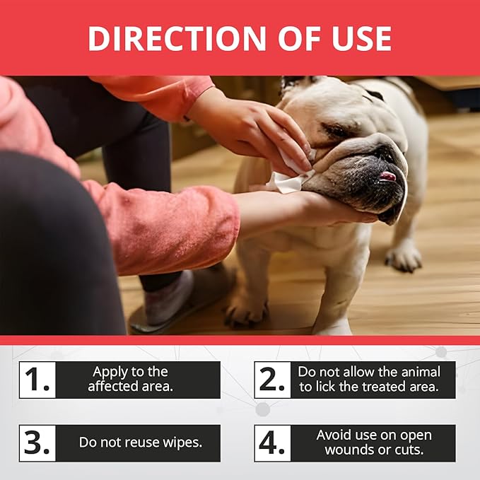 NOVEHA XL Cleansing Wipes with Aloe for Cats and Dogs - Formulated Pet Wipes for Facial, Finger Folds, and Underarms - Extra Large Size (5.5" x 7") - 120 Count