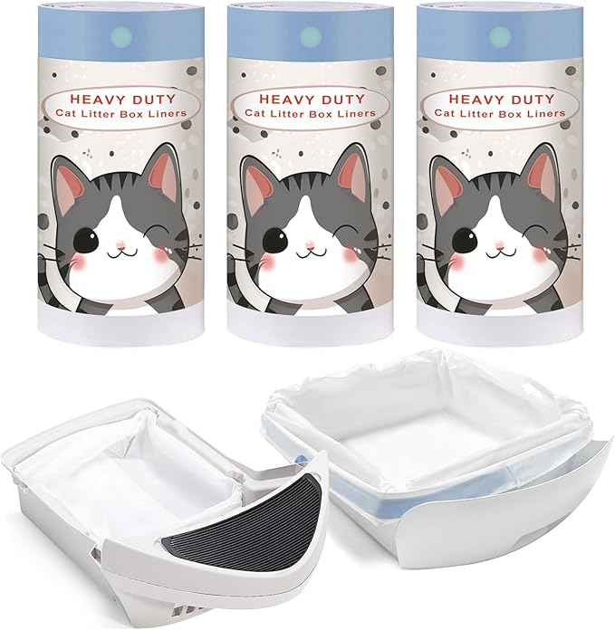 Cat Litter Box Liners and Bags for Automatic Cat Litter Boxes,Waterproof Easy Cleanup,Heavy Duty,Unscented,Hypoallergenic & Pet-Safe (White)