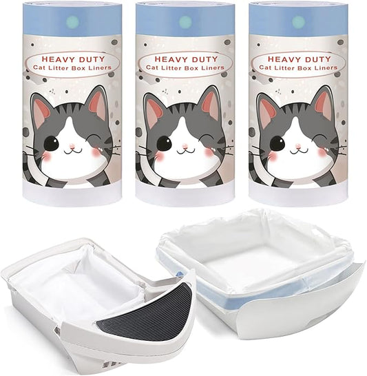 Cat Litter Box Liners and Bags for Automatic Cat Litter Boxes,Waterproof Easy Cleanup,Heavy Duty,Unscented,Hypoallergenic & Pet-Safe (White)