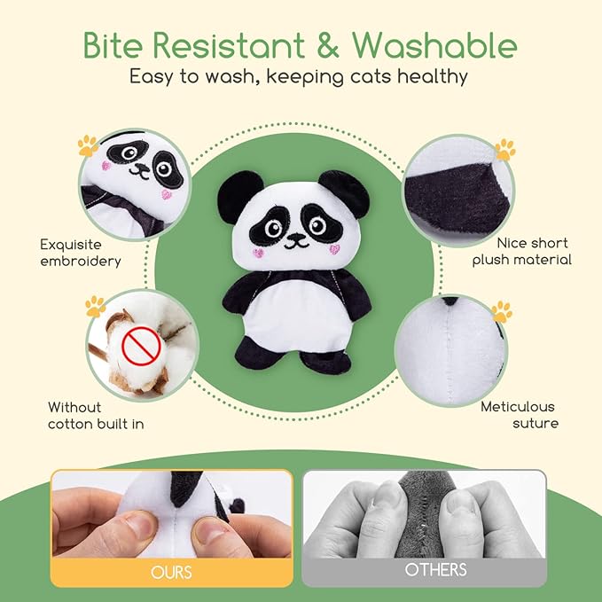 Nobleza Catnip Toys, 5Pcs Cat Chew Toys for Indoor Cats Clearance, Cute Animal Shapes Plush Kitty Teething Toys with Crinkle Paper for Pet Birthday, Interactive Kitten Kicker Toy with Organic Cat Nip