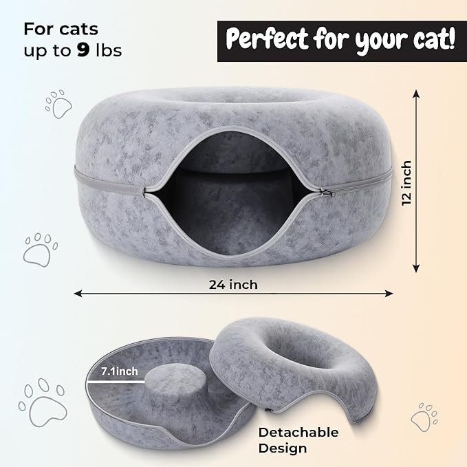 Cave Pet Bed for Cats Calming Anti Anxiety Crate Bed Machine Washable Breathable Soft Padding (24" L x 24" W x 12" H)