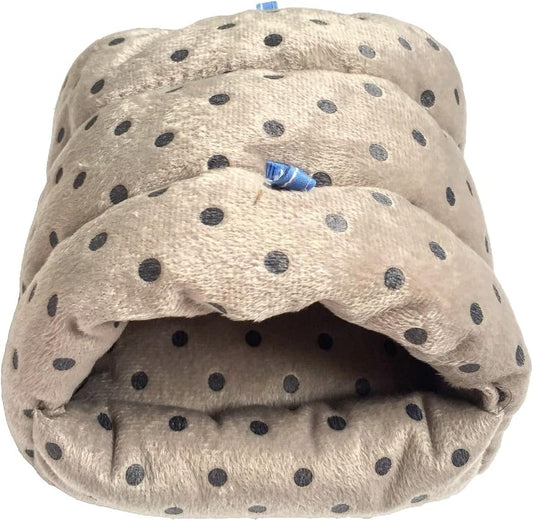WOWOWMEOW Guinea Pig Cave Bed Small Animals Warm Cage Hanging Bed for Rat, Chinchilla, Hedgehog, Rabbit (L, Dot-Grey)