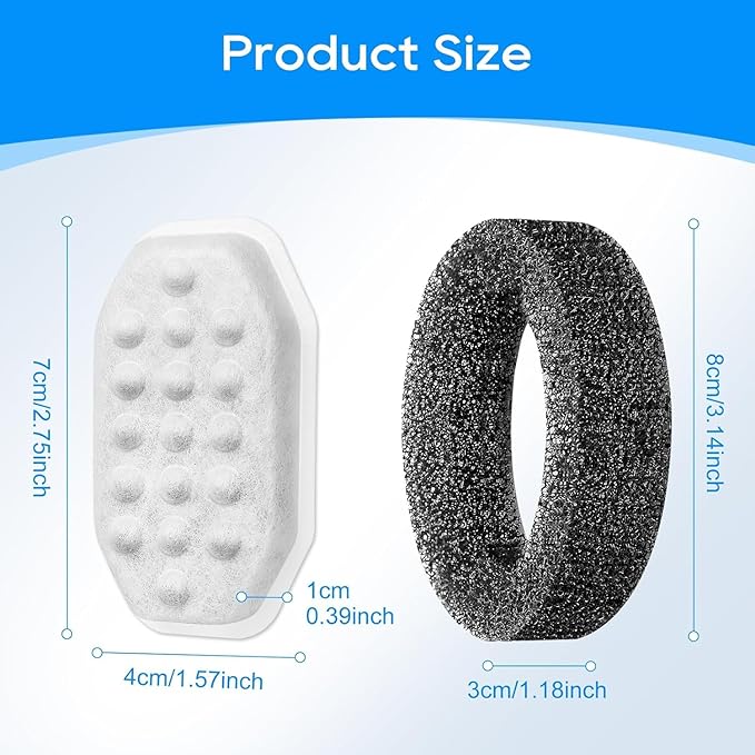 16+16 Pack Pet Water Fountain Filter Compatible with Rellaty & Fit for Neareal 108oz/3.2L Automatic Dog Water Dispenser, Cat Filters for Fountain Cat Bowl