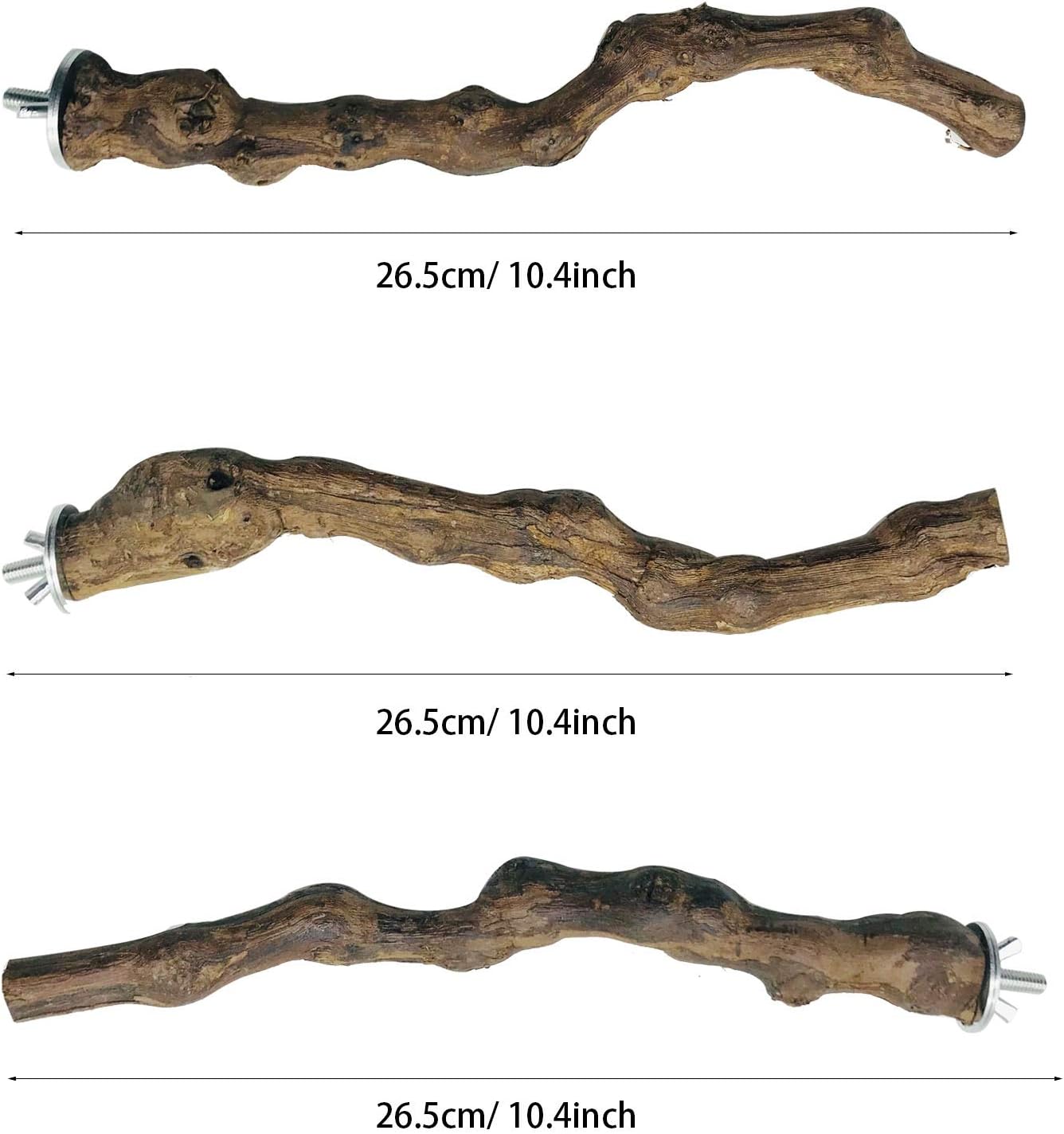 Allazone 5 PCS Natural Grape Stick Perch Swing Chewing Toys for Parrot Cages, Cockatiels, Parakeets, Finches - Bird Standing Stick