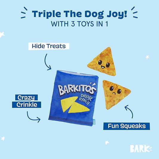 BARK Drool Ranch Chips Holiday Plush Dog Toy | Squeaky Fun for Medium Dogs