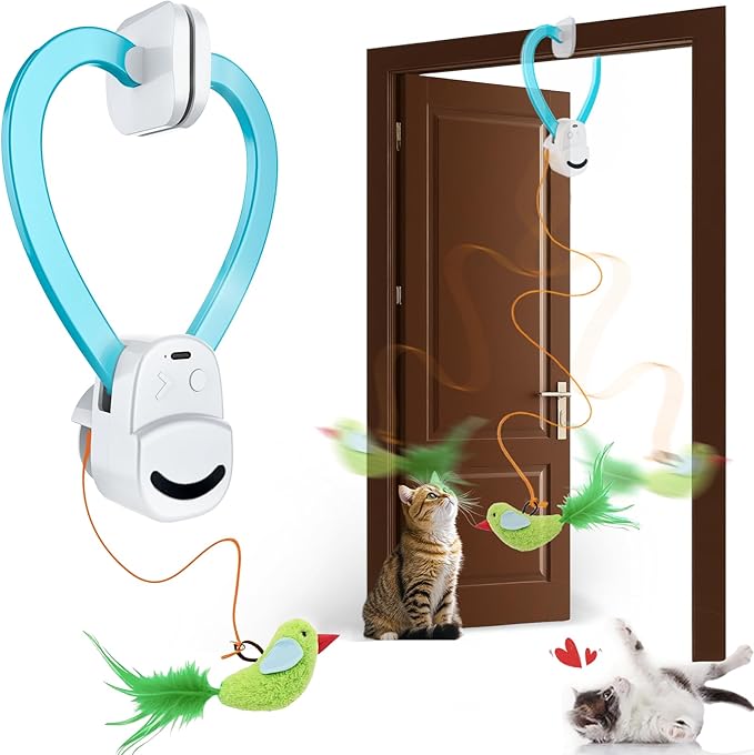 Interactive Cat Toys for Indoor Cats Automatic Electric Flying Bird Feather Cat Toy - Best Kitten & Adult Cat Enrichment Toy Hanging Electric Kitty Toys for Bored Cats