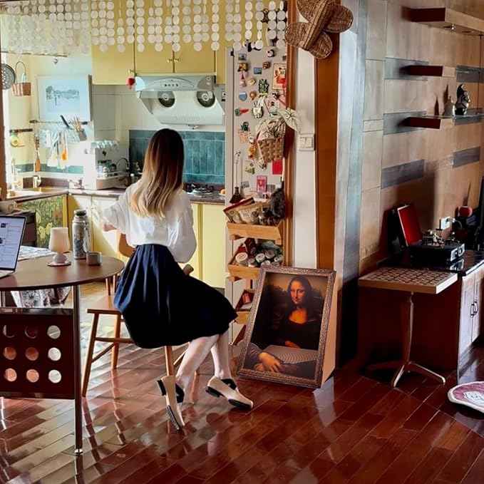 Mona Lisa Cat Bed Painting Cat Scratcher Artistic Cat Scratching Board House 4D Art Armrest Design No-Tools Assembly for Cats/Rabbits