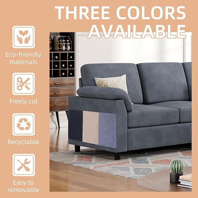 Anti Cat Scratch Furniture Protector, 10 Pack | 11.8" X 15.7" / Per | Self-Adhesive Cat Scratching Mat for Couch, Wall, Door, DIY, Durable, with 40 Twist Pins (Light Grey)