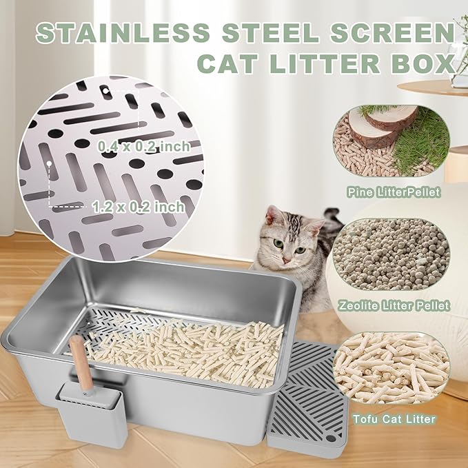 Litter Box – Extra Large 23.5" Odor-Resistant Double-Layer Sifting Design with Leak-Proof Liner, Easy-to-Clean & Durable, Includes Litter Scoop – for Kittens, Seniors & Multiple Cats