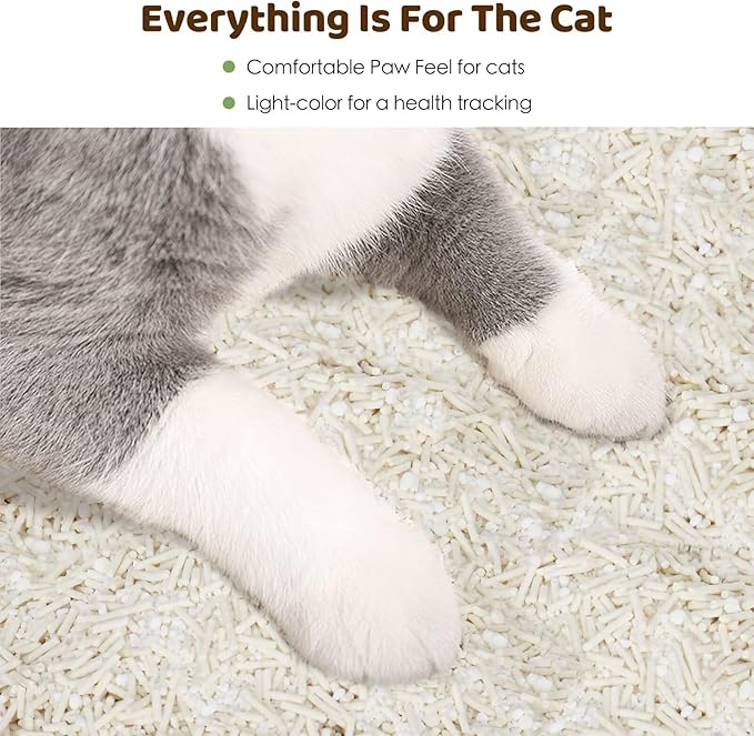 Non-Stick Box Tofu Cat Litter Mix Cassava, Strong Clumping Low Tracking Kitty Litter, Natural Biodegradable Litter, Plant Odor Control, Low Dust Easy to Scoop, Light Color for Health Tracking, 9Lb