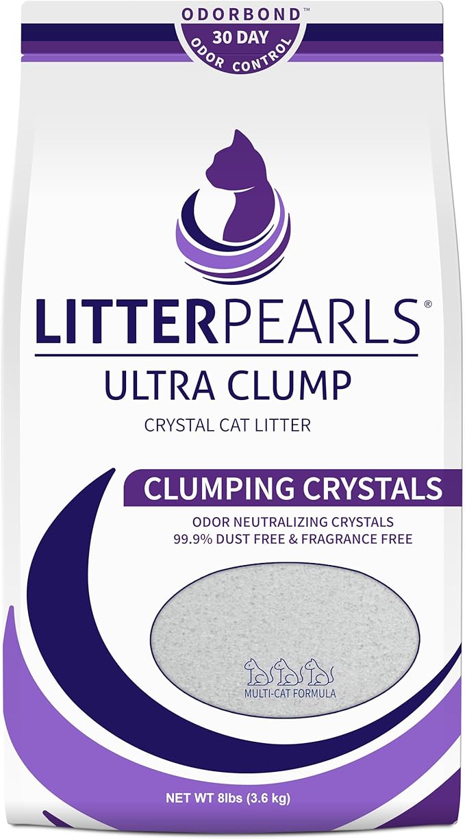Litter Pearls Ultra Clump Unscented Crystal Clumping Cat Litter with Odorbond, 8 Pounds