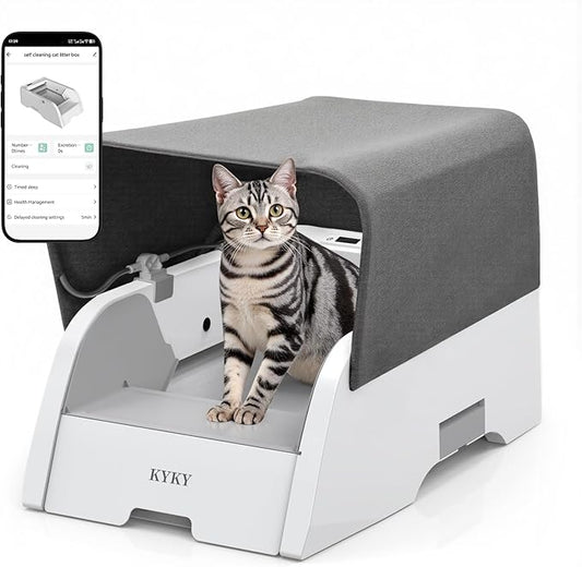 2 in 1 Self Cleaning Litter Box with APP Control, Open or Covered Canopy Design to Meet Cats' Varying Preferences, Large Automatic Cat Litter Box Self Cleaning for Multiple Cats, Quiet & Safe