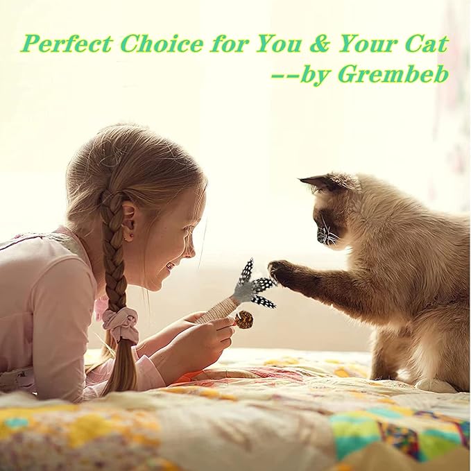 Cat Toys, 7 Pack Silvervine Cat Feather Toy Kitten Chew Stick Catnip Treat with Bell for Cleaning Teeth Indoor Kitty Teaser Wand Molar Snack for Interactive Pet Rabbit Bunny Hamster