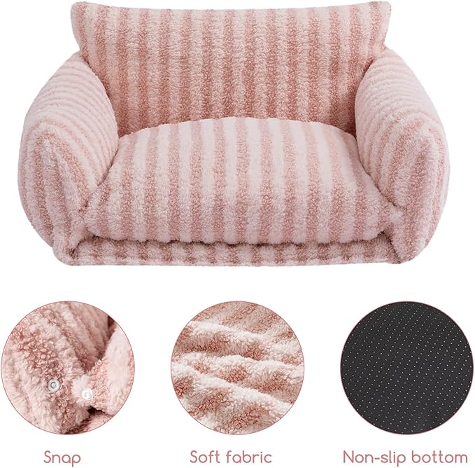 Hollypet Cat Bed Fluffy Plush Mutifuctional Double-Layer Soft Pet Couch Orthopedic Sofa Nest Beds for Small Cats and Dogs (25x20x13 inch)