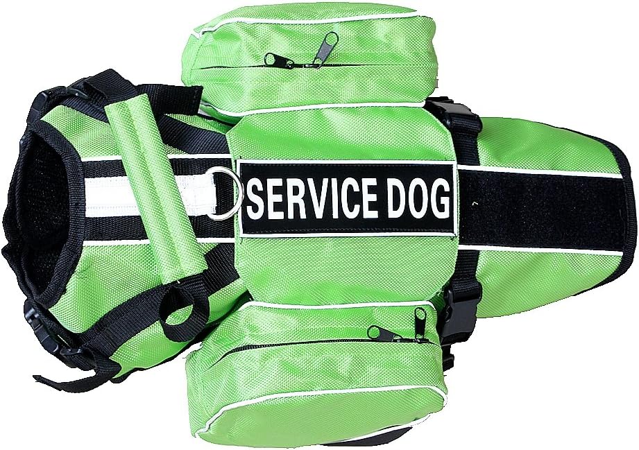 Serijoars Dog Vest Harnesses with Saddlebag Backpack for Camping & Travel - Reflective Hound Hiking Backpack Saddle Bag - Lightweight Vest Harness for Medium & Large Dogs (Green, L)