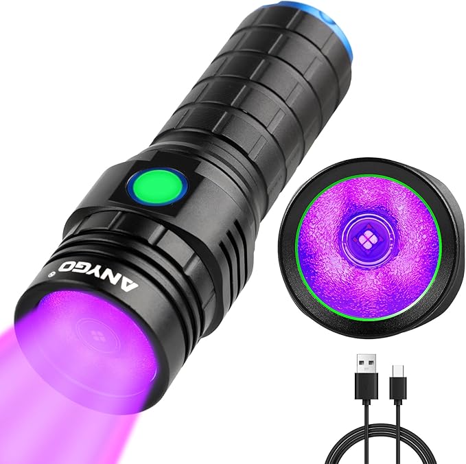 395nm Black Light Flashlight, 30W Rechargeable UV Flashlight, Ultraviolet Bright UV Led Torch for Pet Urine & Bed Bug Detector, Dry Stains, Ore and Jade, Durable and Strong (395 nM)