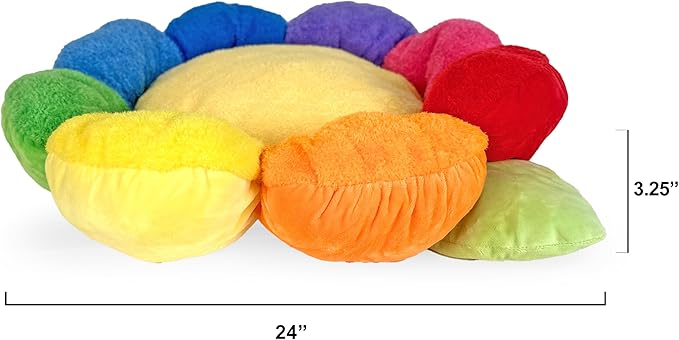 TONBO Soft Plush Small Cute and Cozy Nature Dog Cat Bed, Washer and Dryer Friendly (Rainbow Flower)