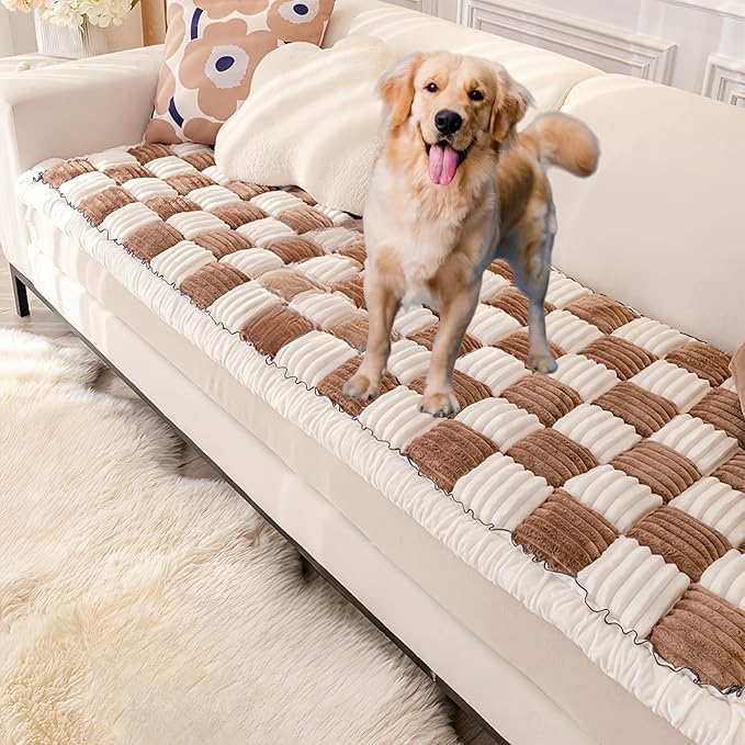 Washable Pet Bed Couch Cover, Funny Cat Mat, Anti-Slip Dog Bed, Pet Friendly Sofa Cover for Large Dogs (Deep Coffee, 70x210 cm/28 * 83in)