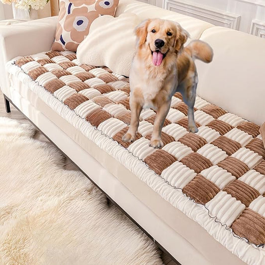 Washable Pet Bed Couch Cover, Funny Cat Mat, Anti-Slip Dog Bed, Pet Friendly Sofa Cover for Large Dogs (Deep Coffee, 70x210 cm/28 * 83in)