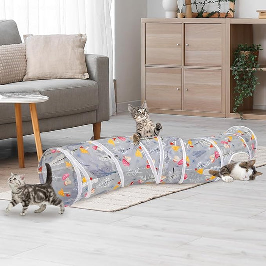 Glittme Cat Tunnel, Cat Tunnels for Indoor Cats, S-Shape Cats Cave with Cat Toys, Foldable Cat Tubes and Tunnels for Cats, Rabbit, Puppy, Guinea Pig
