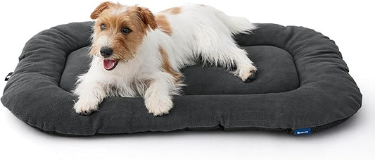 Bedsure Washable Dog Crate Pad for Medium Dogs, Anti-Slip Puppy Kennel Dog Bed for Crate - Ultra Soft Fleece Flat Thin Pet Mat (Not Chew Proof), Grey 29"x21"