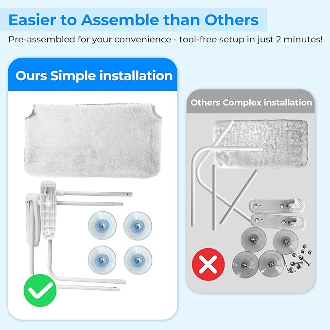 L&W BROS. 2-Pack Cat Window Perch for Indoor Use, Foldable Hammock with 4 Upgraded Suction Cups, Easy Assembly, Supports Large & Heavy Pets (M 2Pc)