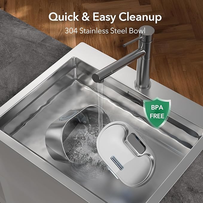 Cat Water Fountain Stainless Steel 108oz/3.2L:Battery Operated Wireless Cat Fountains for Drinking Indoor, Automatic Pet Water Dispenser with Ultra Quiet Pump,Multi-Filtration,Easy Clean BPA-Free