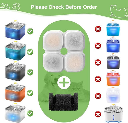 12 Set Cat Water Fountain Filter Replacement for 101oz/3L Crystal Cat Fountain, GISOFIK Pet Fountain Filter, Triple Filtration Replacement Filters (12 Filters, 12 Sponges)