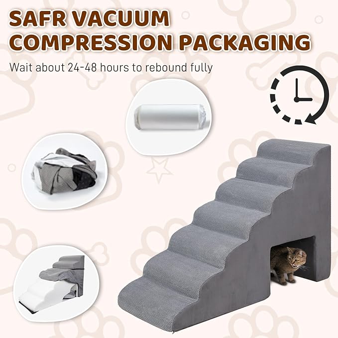 Dog Stairs & Steps for High Beds 30-36 inches High Tall, LitaiL 33inch 7 Steps Pet Stairs/Steps for High Beds Small Large Dogs, Non-Slip Dog Ramps/Ladder for Old Dogs/Cats