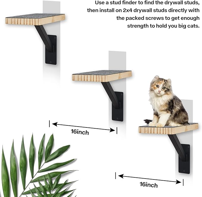 Cat Climbing Steps - Sturdy Metal Wall Steps & Shelves, Indoor Cat Furniture & Perch, Hammock Bed, Easy to Install