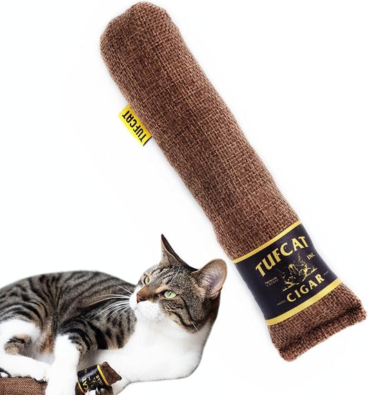 Cat Toy Cigar, Catnip Toys for Cats of All Breeds, Cat Toys for Indoor Cats, Kitten Toys, Action Themed Fun for Kicking, Biting, Chewing (Brown, 1-Pack)