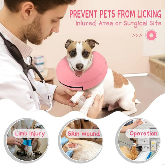 Supet Inflatable Dog Cone Collar Alternative After Surgery, Dog Neck Donut Collar Recovery E Collar to Stop Licking, Soft Pet Cone for Small Medium Large Dogs