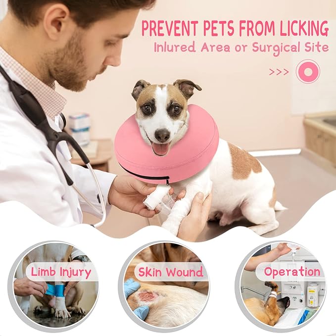 Supet Inflatable Dog Cone Collar Alternative After Surgery, Doggie Neck Donut Collar Recovery ECollar for Post Surgery, Soft Dog Cone for Small Medium Puppies Cats