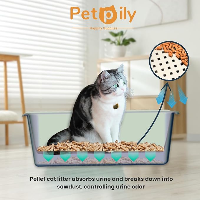 Extra Large Stainless Steel Litter Box - Two Pan Set, Open-Top Design Litter Box for Cats - Odor-Resistant Sifting Cat Litter - Non-Sticky and Easy to Clean - Stainless Steel Litter for Cats