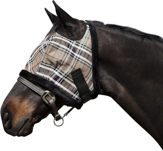 Kensington Fly Mask with Fleece Trim for Horses — Protects Face and Eyes Helps Block Sun Rays While Allowing Full Visibility — Breathable and Non Heat Transferring
