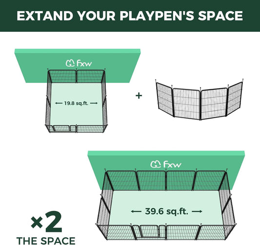 FXW Rollick Unleashed Dog Playpen for Indoor, Yard, RV Camping, 32 inch 4 Panels for Small and Medium Dogs, Black│Patented