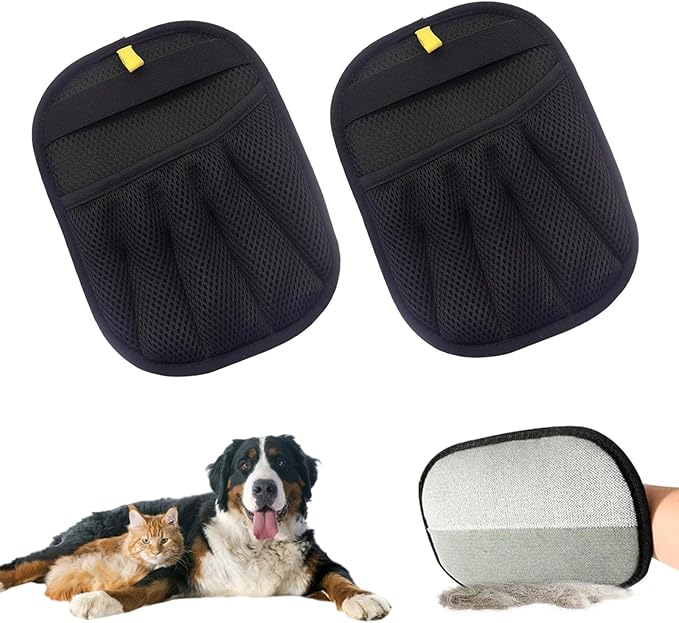 Pet Hair Remover Glove, 2 Pcs New Upgrade Efficient Grooming Gloves for Pet Hair, Reusable Dog Cat Hair Grooming Removal Tool for Couch Car Seat