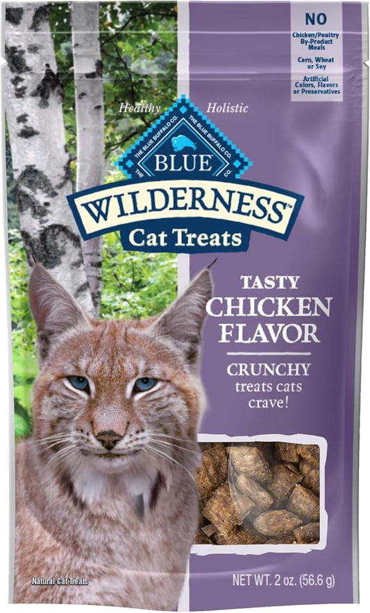 Blue Buffalo Wilderness High Protein Crunchy Cat Treats, Made With Natural Ingredients, Tasty Chicken, 2-oz Bag (Pack of 12)