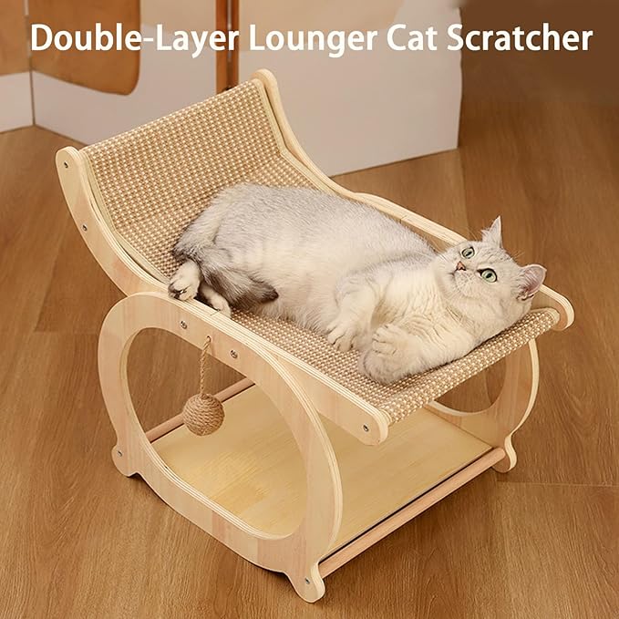 Mellowkin Cat Scratcher Couch, Double-Layer Lounger Cat Scratcher, The Claw Lounge, 2-in-1 Cats Scratch Pad and Lounger, Wear Resistant Scratching Sisal Chair for Indoor Cats (D)