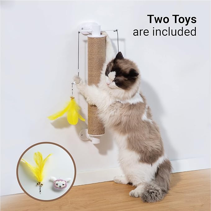 SVD.PET Cat Scratching Post, Kitten Scratcher with Replaceable Natural Jute Scratching Tube, Hanging Cat Toys Included.