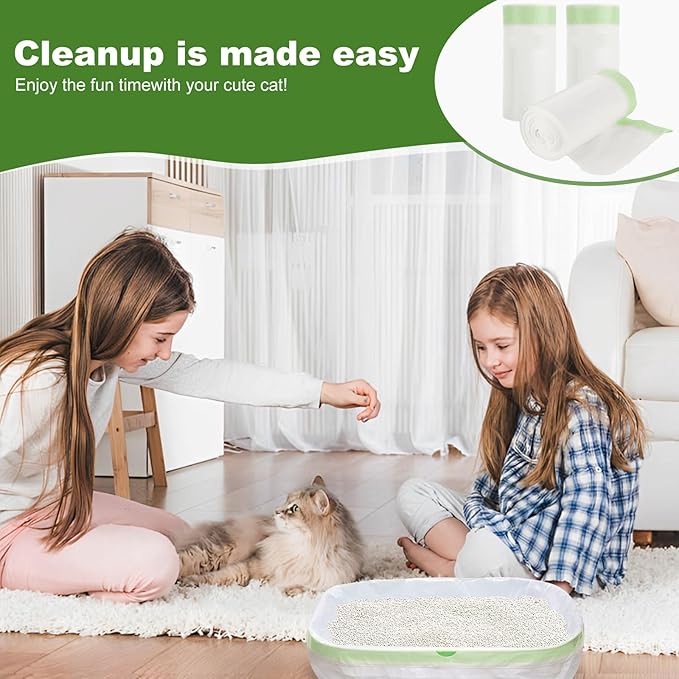 48 Count 37x17 Inch Large Cat Litter Bags Disposable Cat Litter Liners Drawstring Jumbo CatS Litter Box Liners Extra Thick Cats Liner For Litters Box Bags Heavy Duty Cats Pan Liners