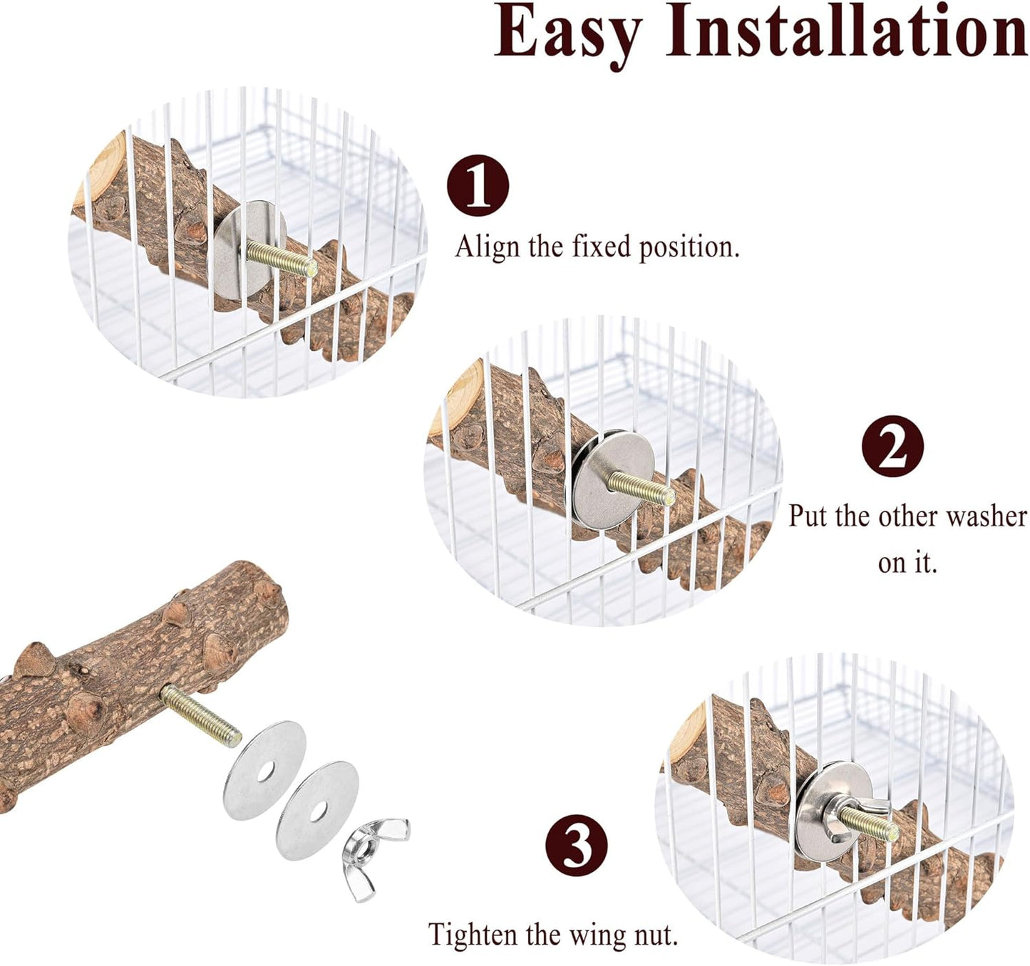 Mogoko Bird Ladder Perch for Cage, Natural Wood Bird Parrot Perch Stand Parrot Perch Bridge Climbing Chewing Toys for Small Medium Animal