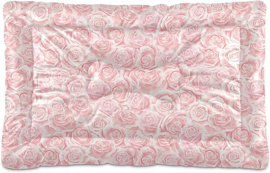 Cream Pink Rose Pet Bed Cute Dog Bed Mat Absorbing Non Slip Pad Pet Sleeping Mat for Small, Medium, and Large Dogs Puppy Cat 24 in x 18 in
