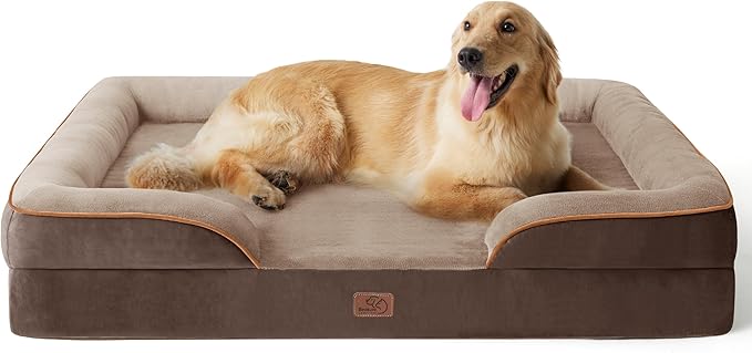 Bedsure XL Plus Orthopedic Dog Bed for Extra Large Dogs - Washable XLarge Dog Cat Bed Waterproof, Comfort Dogs Couch Sofa with Washable Removable Cover, Pet Bed with Nonskid Bottom, Brown, 48"