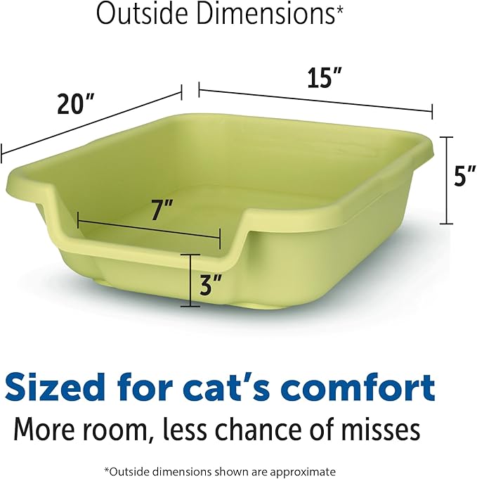 KittyGoHere Senior Cat Litter Box 1 Pack, Small Apple Green Low Entrance Kitty Litter Box, Sized for Cats Comfort, Perfect for Senior and Arthritic Cats, Made in USA