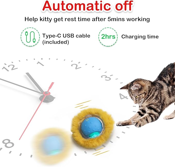 Interactive Cat Toys Ball Fast Rolling in Pocket, Motion Activate Chirping Cat Ball Christmas Cat Toys 2025 Cat's Gift