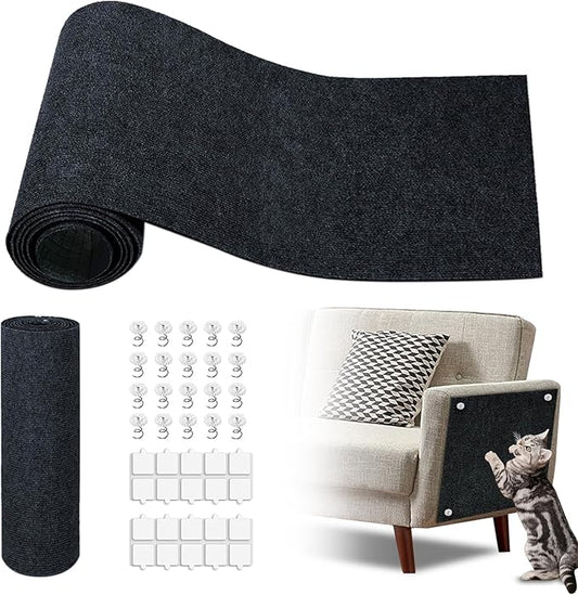 Cat Scratch Mat,118.5"x17.4" Trimmable Self-Adhesive Cat Scratch Furniture Protector, Sticky Cat Scratcher Wall Mat, Covering Cats Tower, Couch Protector from Cats Claws (Dark Grey)
