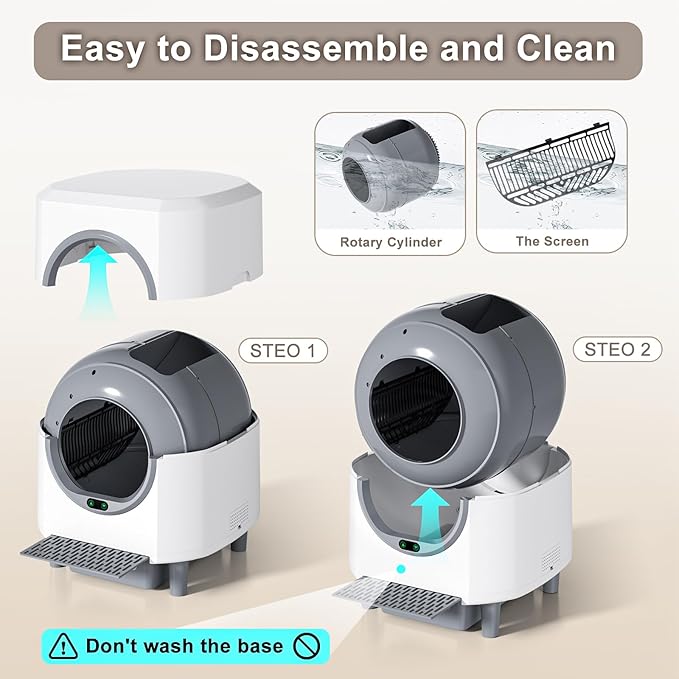 Self Cleaning Litter Box, Automatic Litter Box, Odor Control, 90L Large Capacity with APP Control and Safety Sensor, Ellenpent, for Multiple Cats, Large Cat, with 3 Rolls Trash Bags